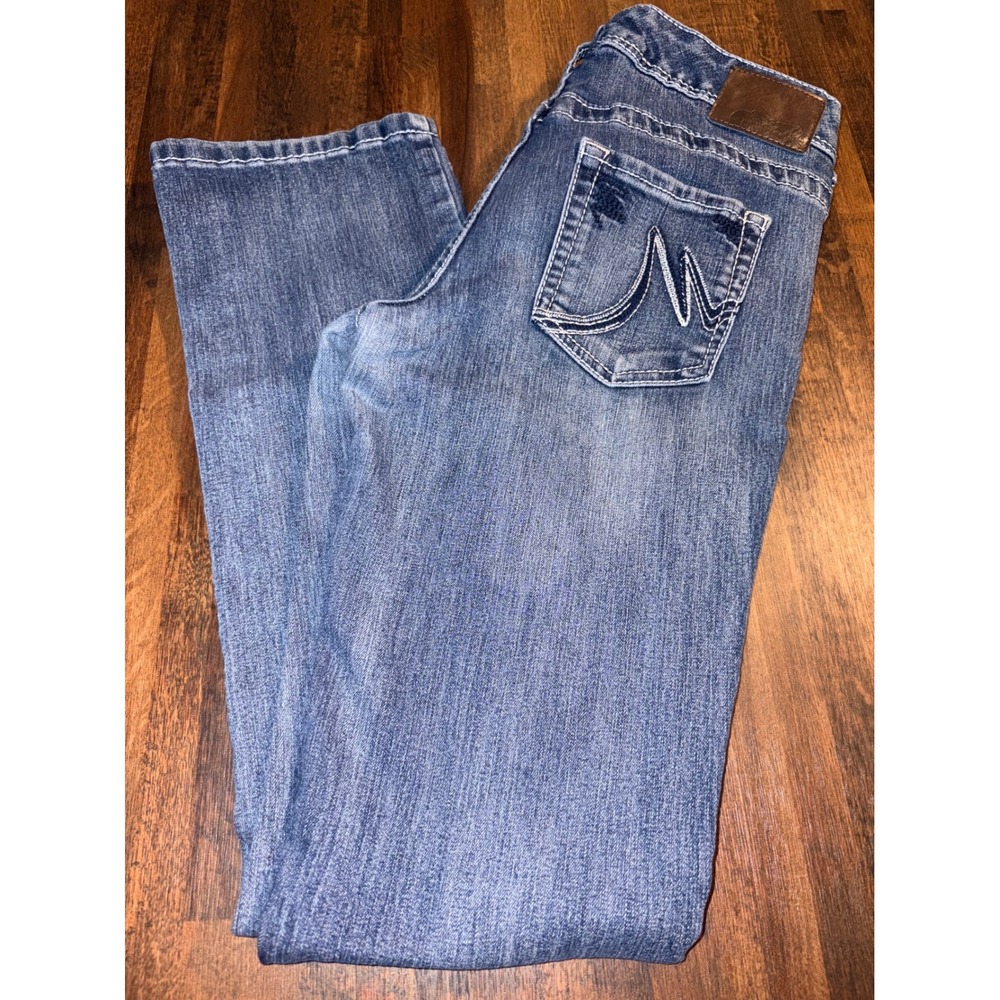 Maurices Womens Bootcut Jeans Medium Wash Thick Stitch Size 3/4‎ Regular